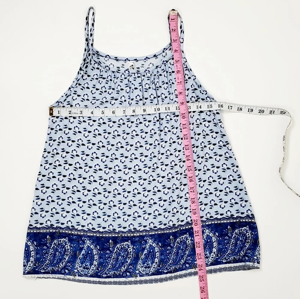 Beautees Girls Blue Sleeveless‎ Floral Paisley Summer Tank Top Size Large Rayon